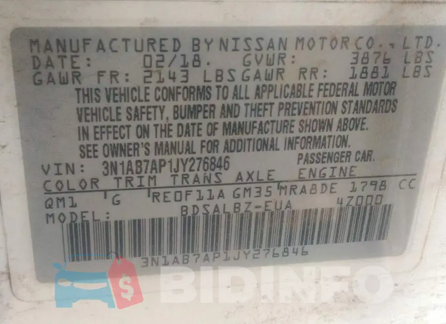 3N1AB7AP1JY276846 Photo# 9