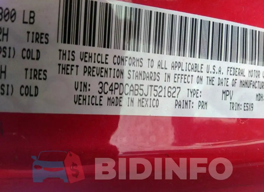 3C4PDCAB5JT521627 Photo# 9
