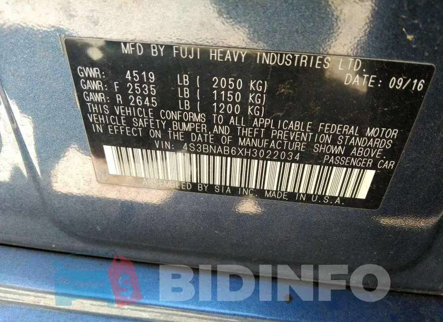 4S3BNAB6XH3022034 Photo# 9