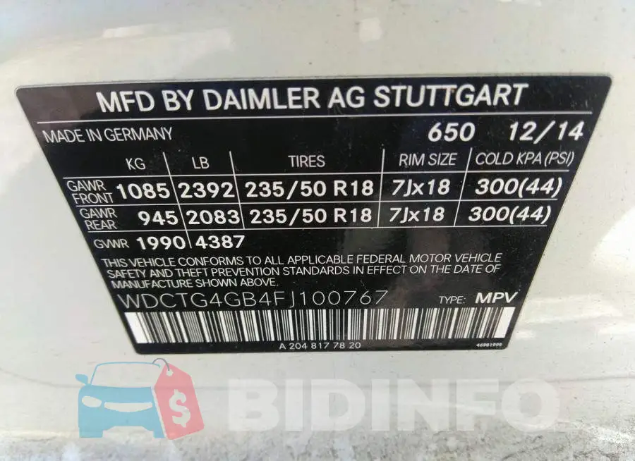 WDCTG4GB4FJ100767 Photo# 9