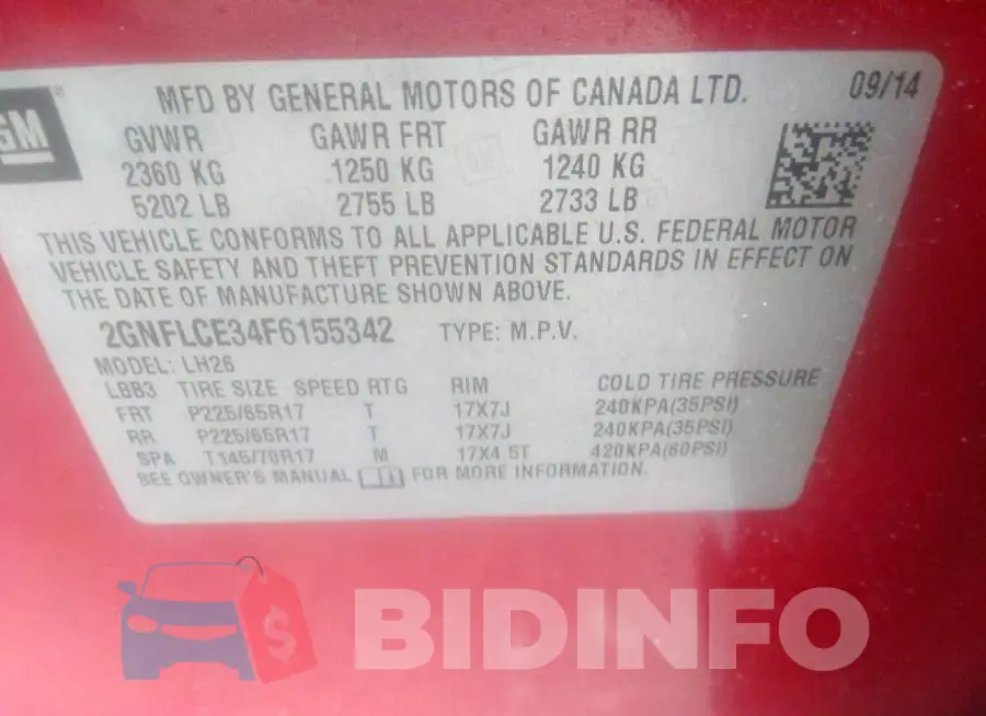 2GNFLCE34F6155342 Photo# 9