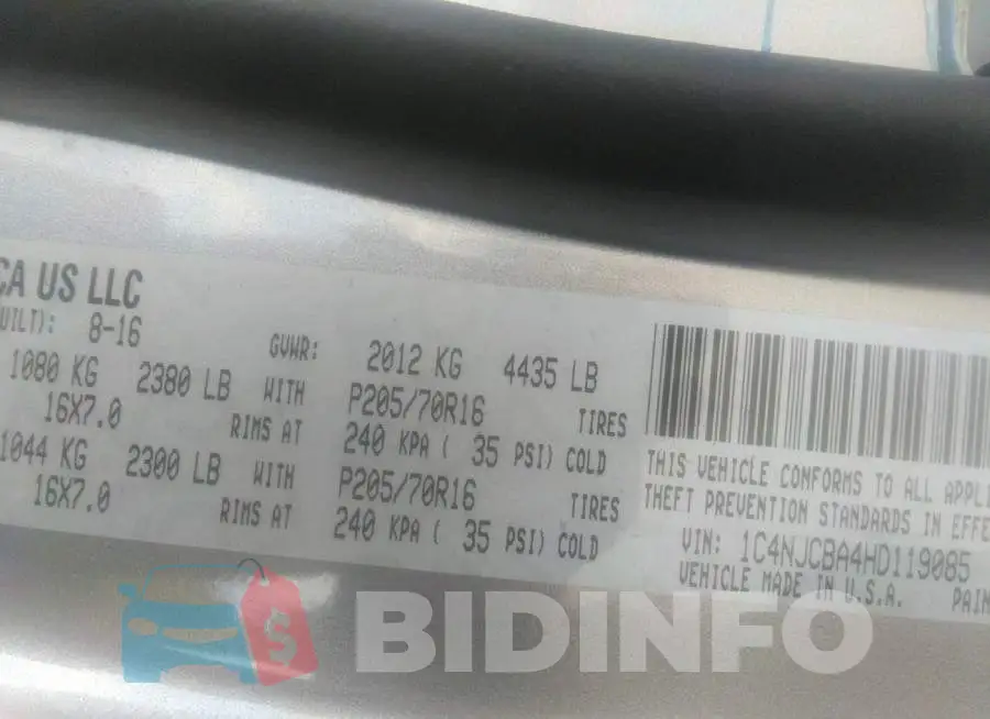 1C4NJCBA4HD119085 Photo# 9