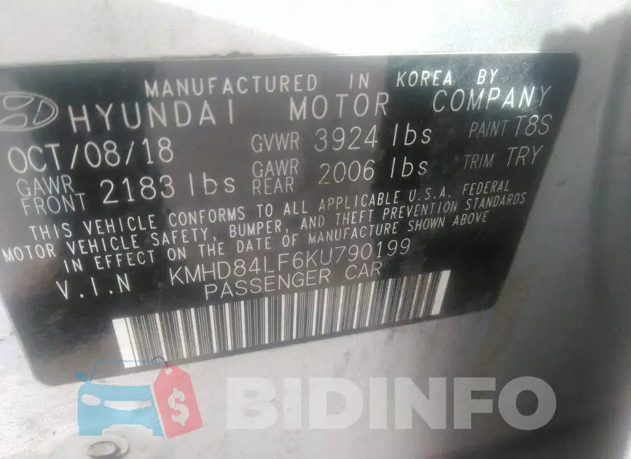KMHD84LF6KU790199 Photo# 9