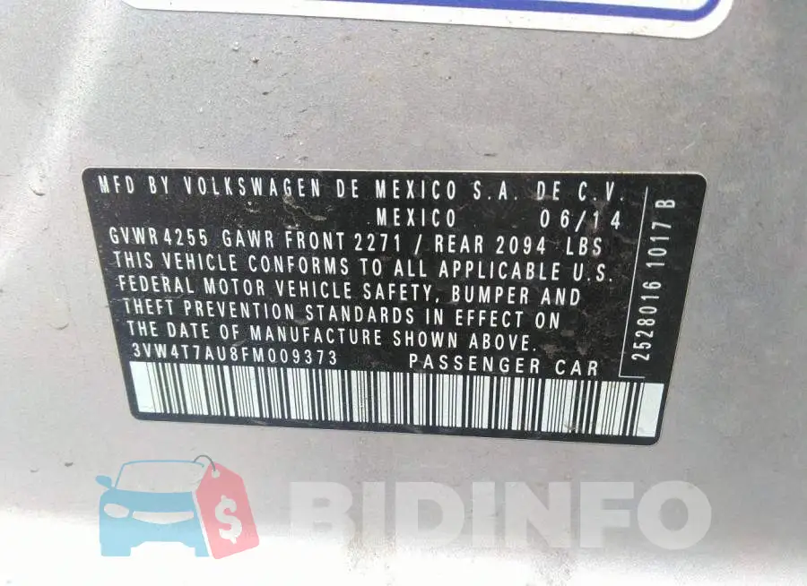 3VW4T7AU8FM009373 Photo# 9