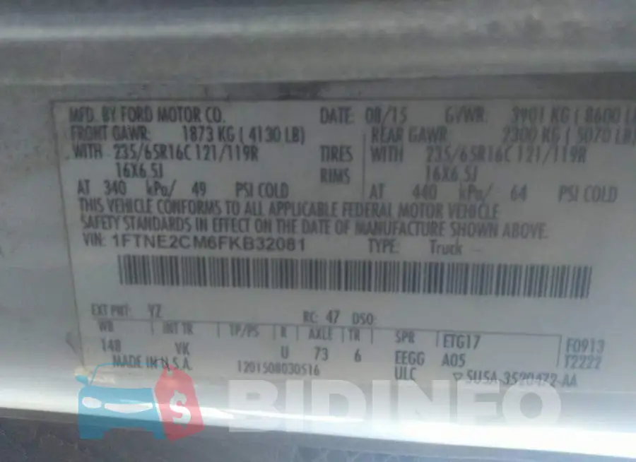 1FTNE2CM6FKB32081 Photo# 9