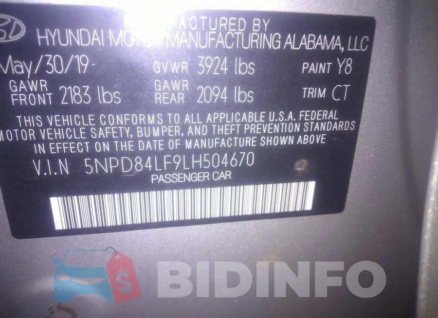 5NPD84LF9LH504670 Photo# 9