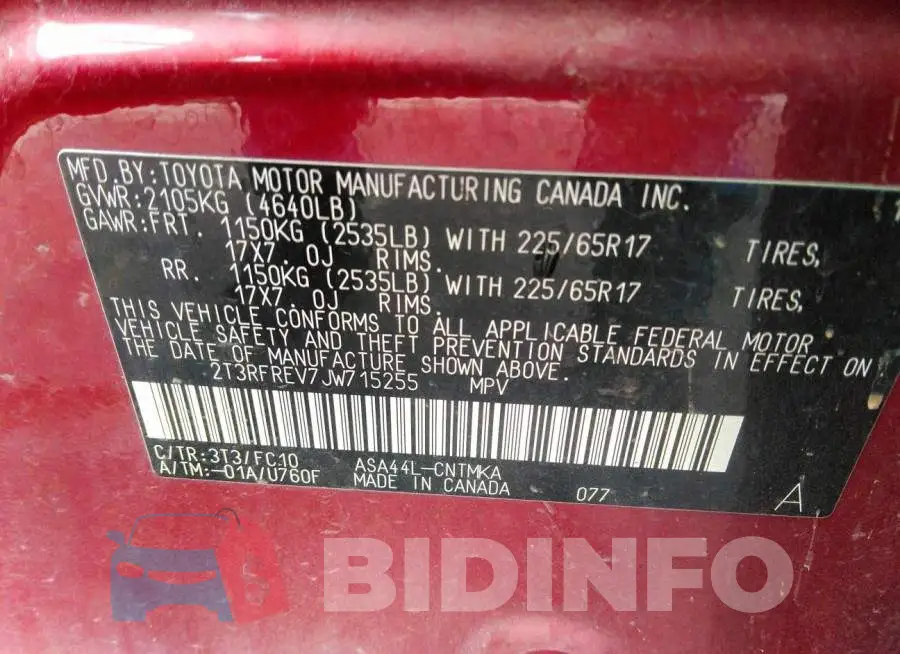 2T3RFREV7JW715255 Photo# 9