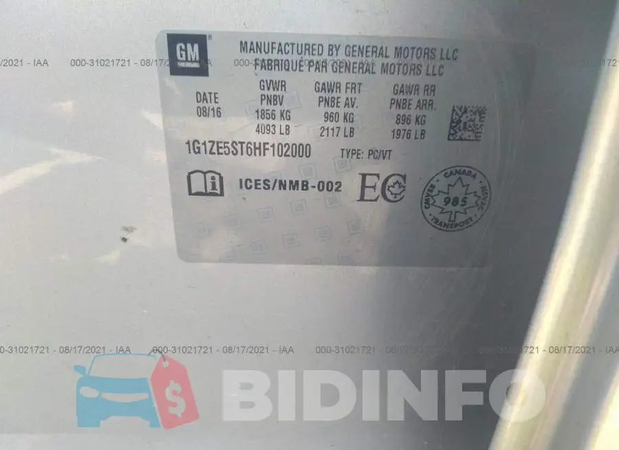 1G1ZE5ST6HF102000 Photo# 9