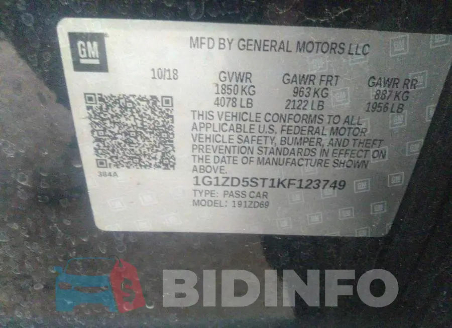 1G1ZD5ST1KF123749 Photo# 9