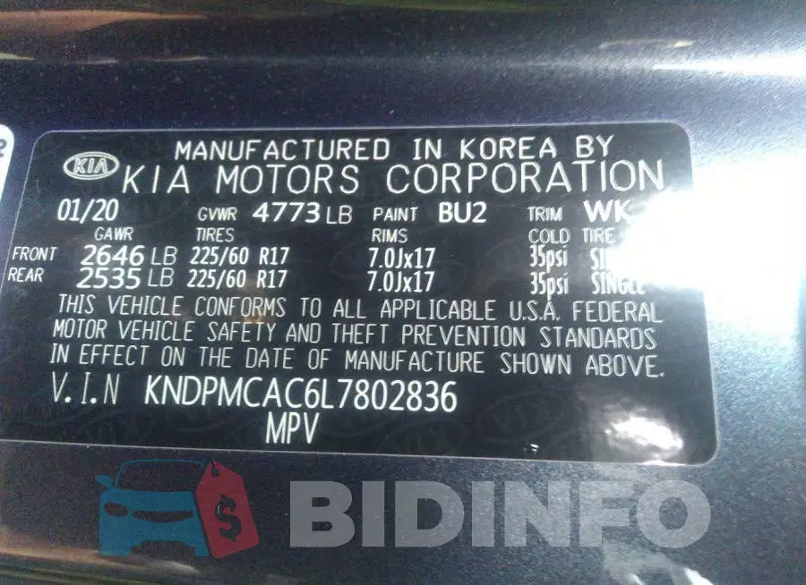 KNDPMCAC6L7802836 Photo# 9