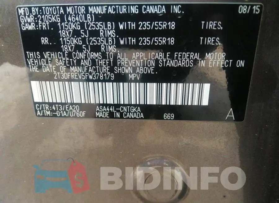 2T3DFREV5FW378179 Photo# 9