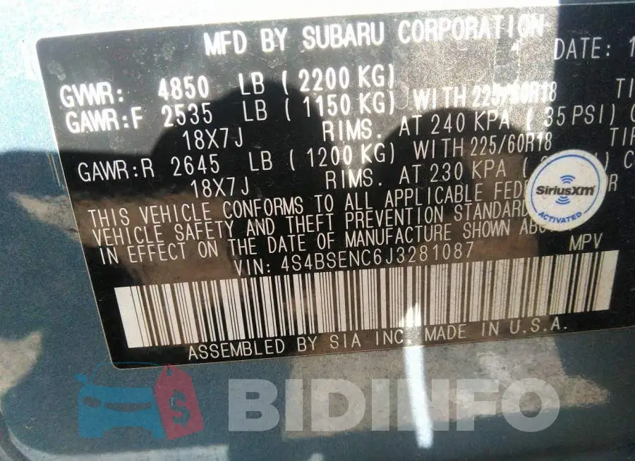 4S4BSENC6J3281087 Photo# 9
