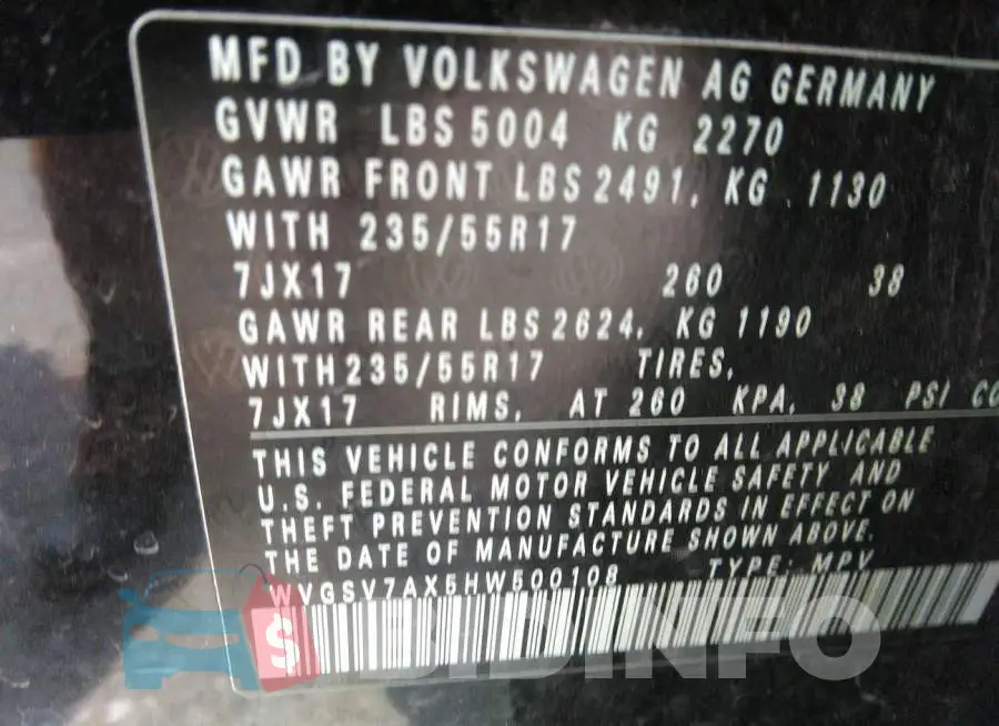WVGSV7AX5HW500108 Photo# 9