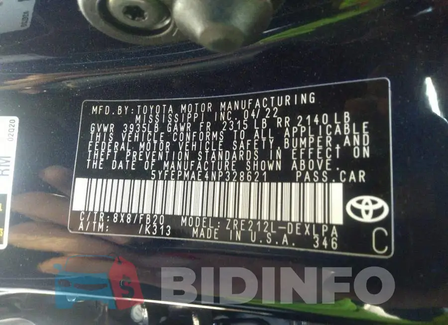 5YFEPMAE4NP328621 Photo# 9