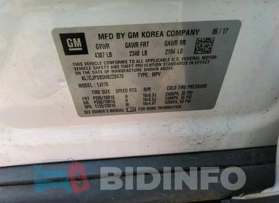 KL7CJPSB5HB228476 Photo# 9