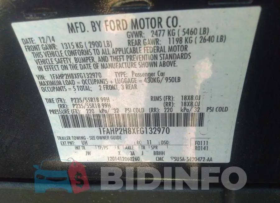 1FAHP2H8XFG132970 Photo# 9