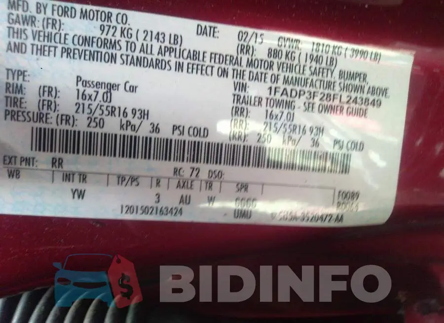 1FADP3F28FL243849 Photo# 9
