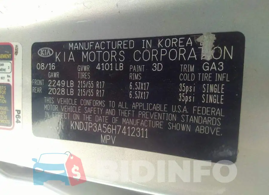 KNDJP3A56H7412311 Photo# 9