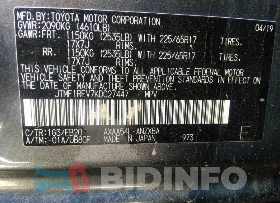 JTMF1RFV7KD027447 Photo# 9