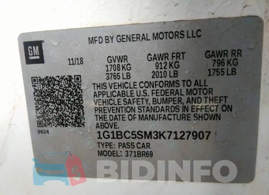 1G1BC5SM3K7127907 Photo# 9
