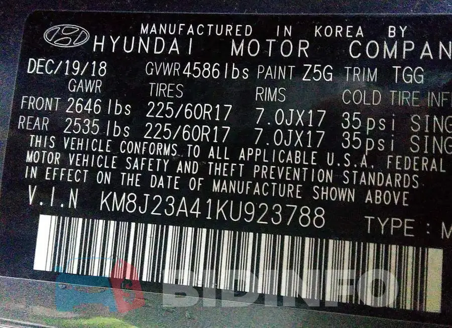 KM8J23A41KU923788 Photo# 9