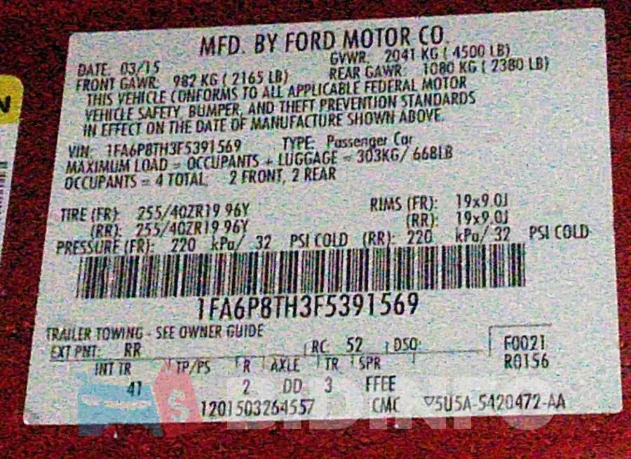 1FA6P8TH3F5391569 Photo# 9