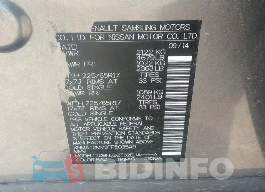 KNMAT2MV3FP503549 Photo# 9