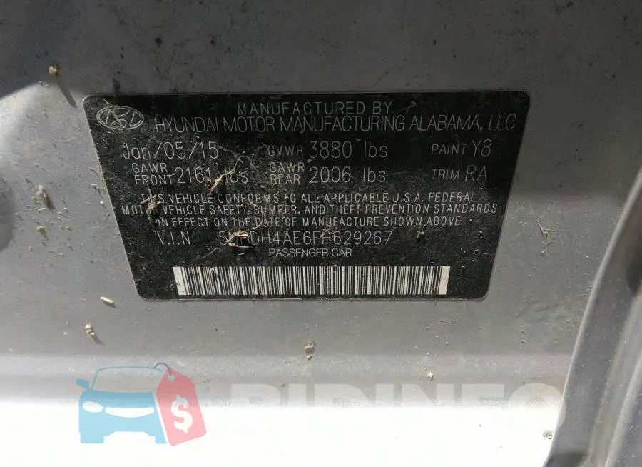 5NPDH4AE6FH629267 Photo# 9