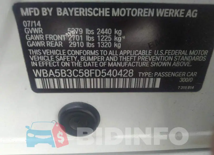 WBA5B3C58FD540428 Photo# 9