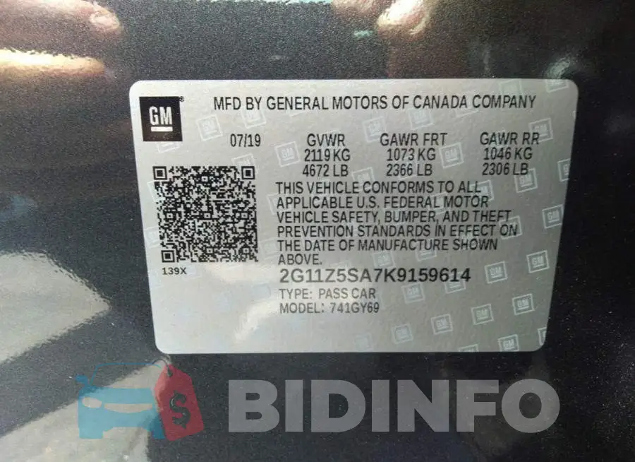 2G11Z5SA7K9159614 Photo# 9