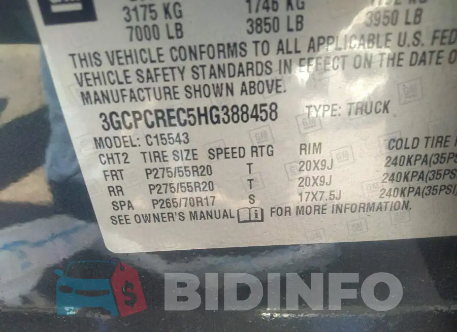 3GCPCREC5HG388458 Photo# 9