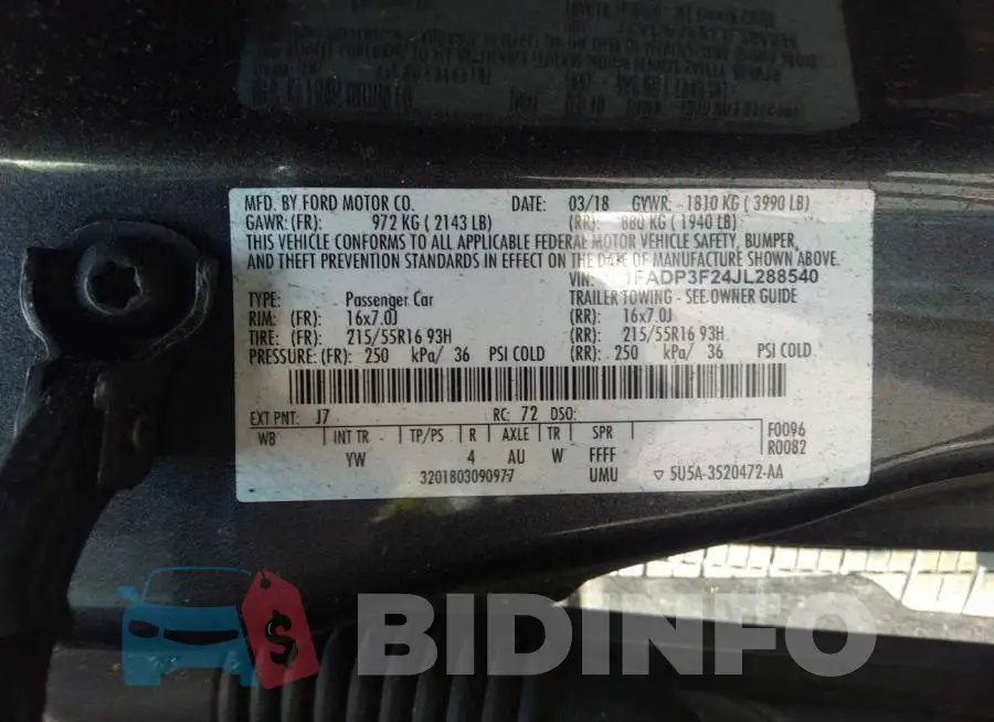 1FADP3F24JL288540 Photo# 9