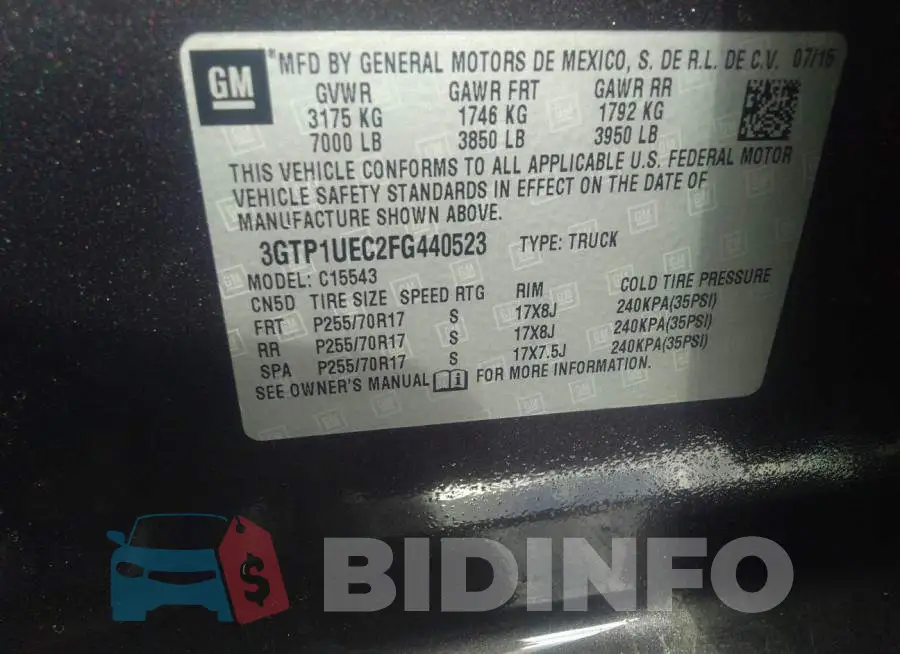 3GTP1UEC2FG440523 Photo# 9