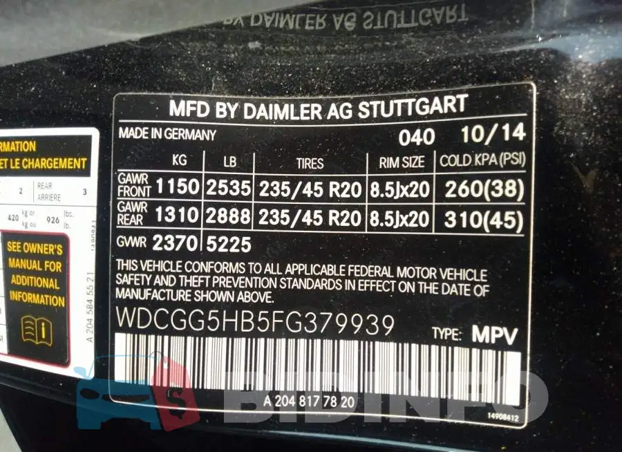 WDCGG5HB5FG379939 Photo# 9