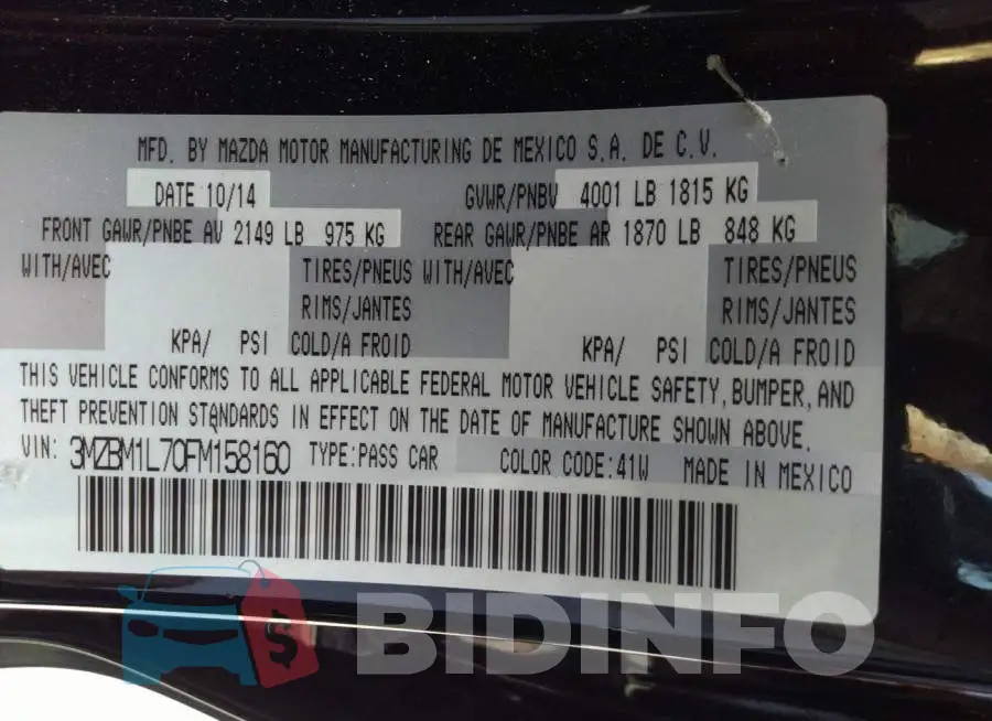 3MZBM1L70FM158160 Photo# 9