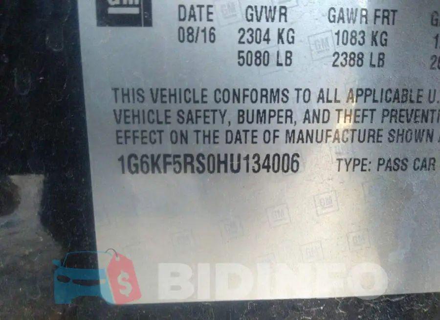 1G6KF5RS0HU134006 Photo# 9