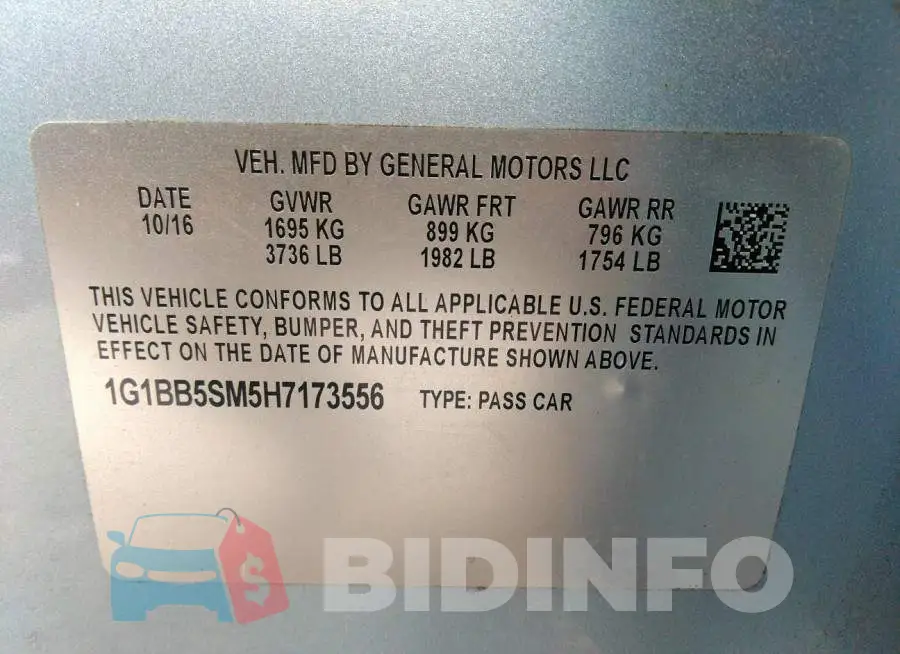 1G1BB5SM5H7173556 Photo# 9