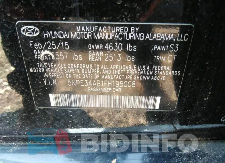 5NPE34AB1FH195008 Photo# 9