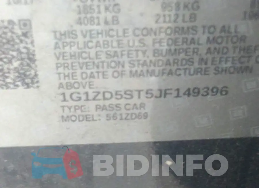 1G1ZD5ST5JF149396 Photo# 9