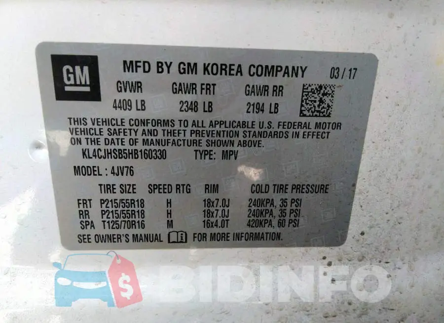 KL4CJHSB5HB160330 Photo# 9