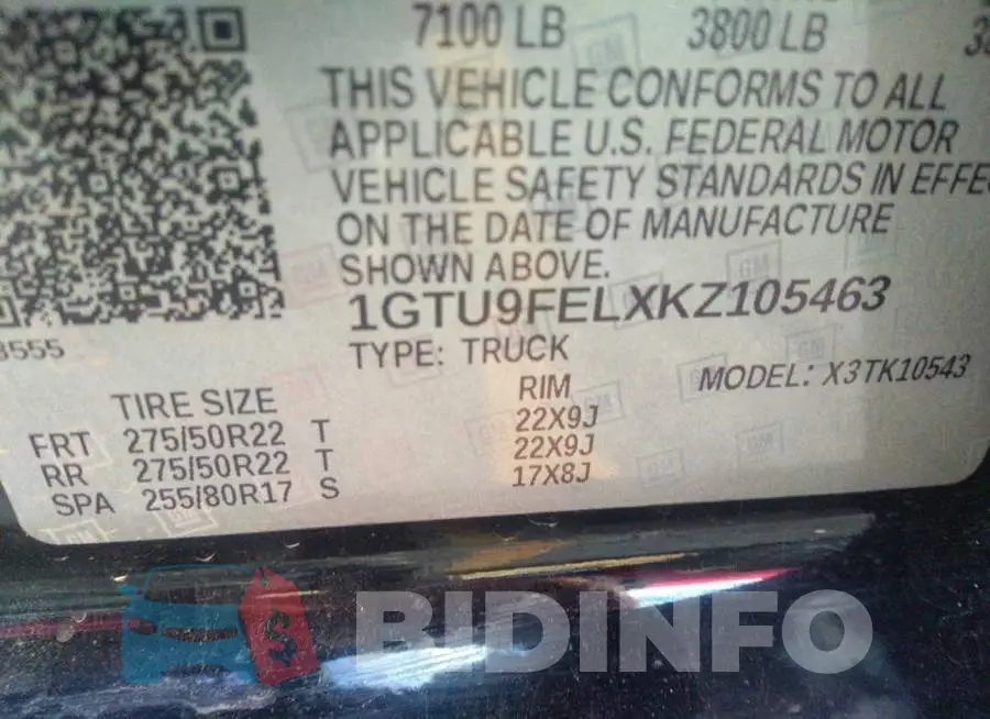 1GTU9FELXKZ105463 Photo# 9