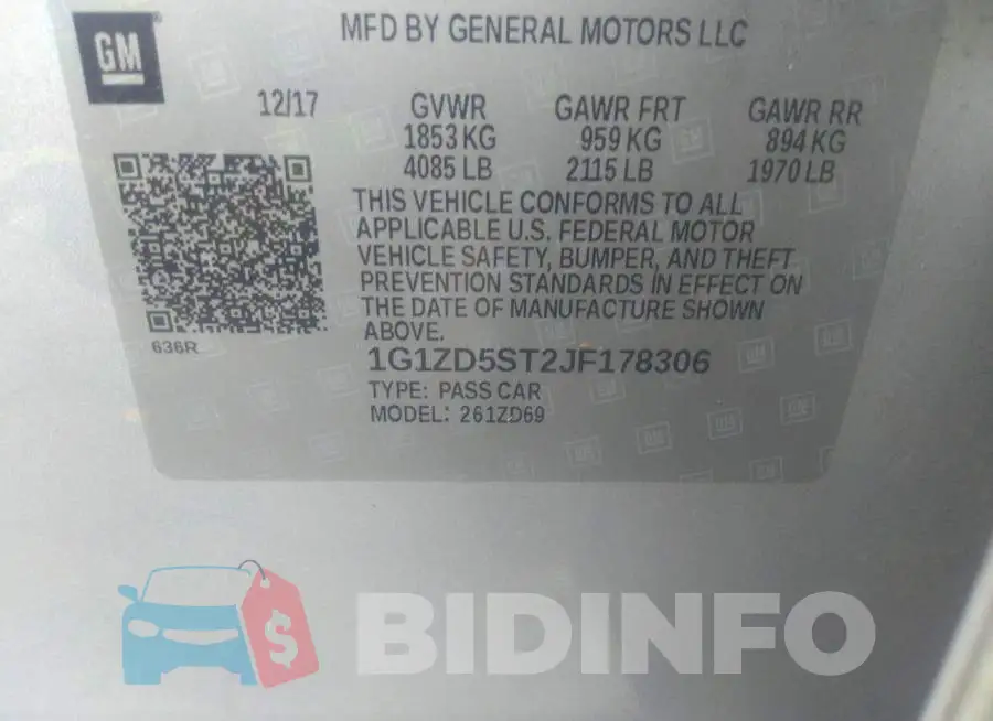 1G1ZD5ST2JF178306 Photo# 9