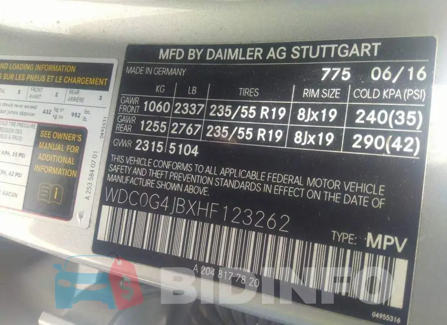 WDC0G4JBXHF123262 Photo# 9
