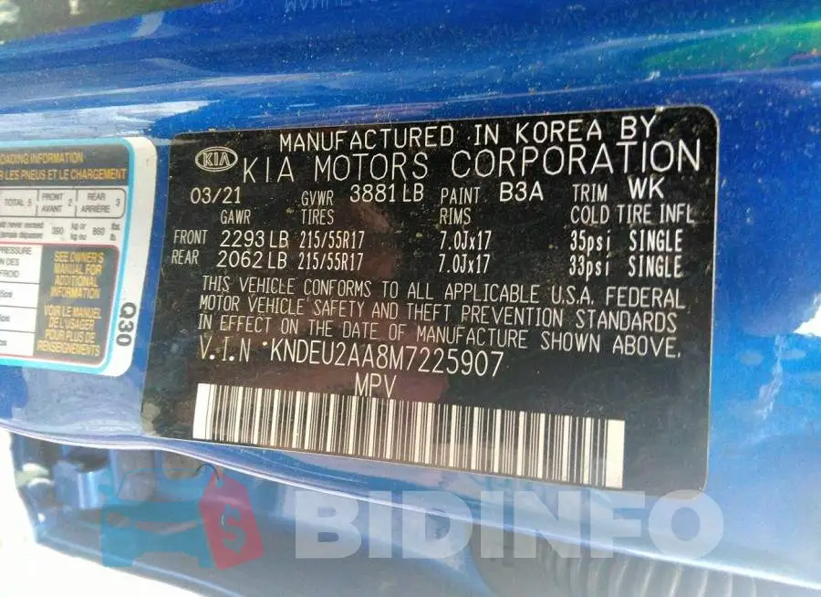 KNDEU2AA8M7225907 Photo# 9