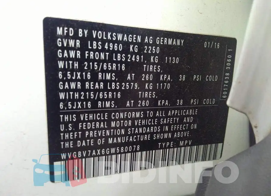 WVGBV7AX6GW580078 Photo# 9