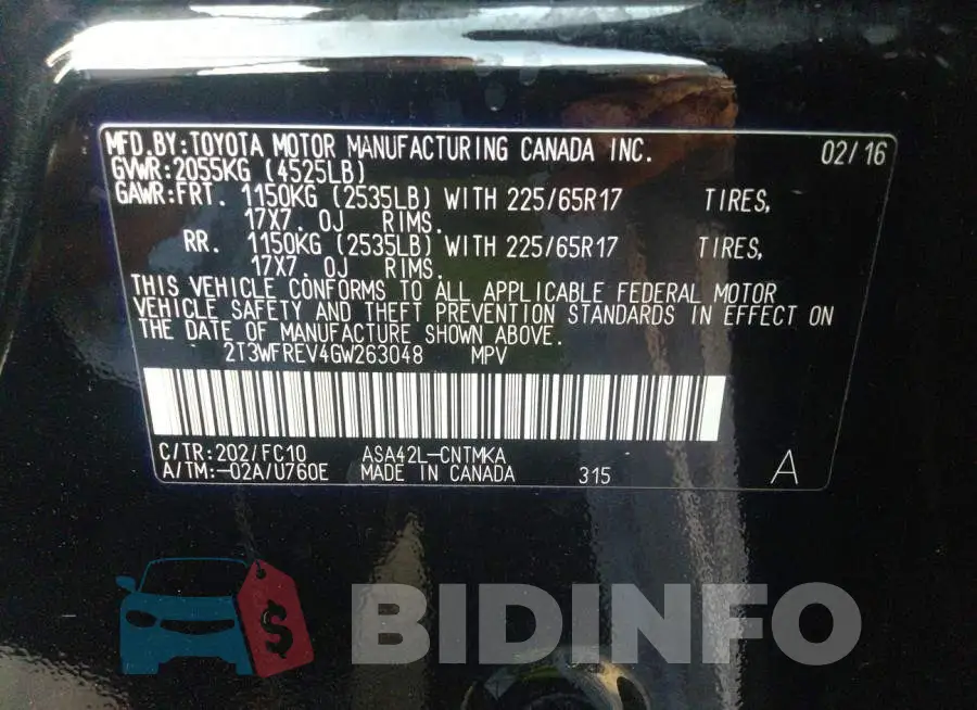 2T3WFREV4GW263048 Photo# 9