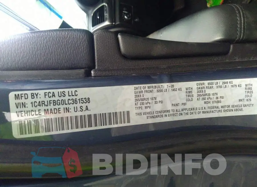 1C4RJFBG0LC361538 Photo# 9
