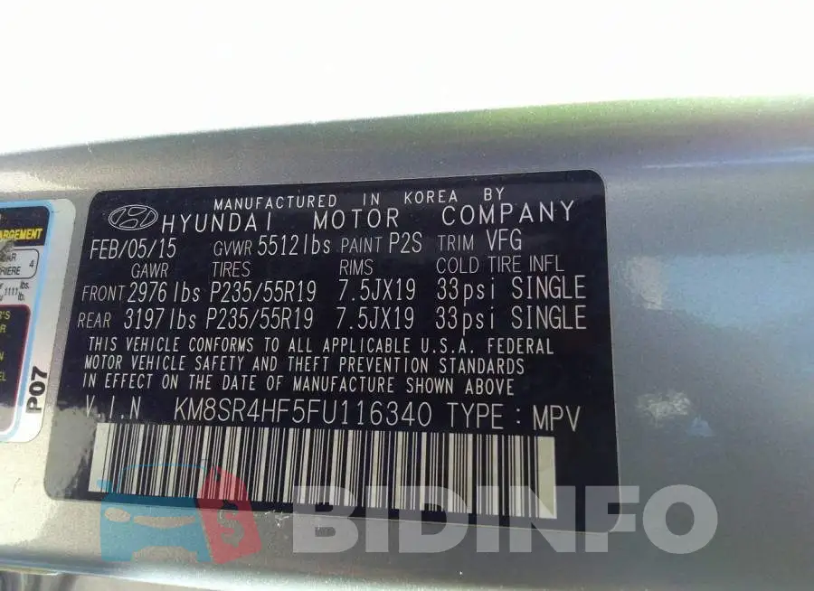 KM8SR4HF5FU116340 Photo# 9