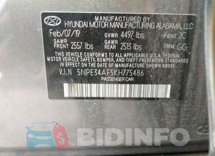 5NPE34AF5KH775486 Photo# 9