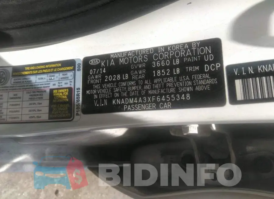 KNADM4A3XF6455348 Photo# 9